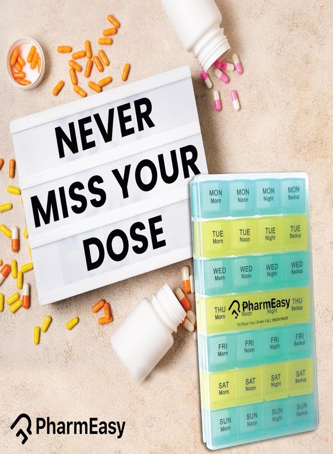 PharmEasy 7 Day Weekly Pill Box, Durable Medicine Organizer Box with Extra Large Multicoloured Compartments and BPA Free Material for Moisture Free Storage - Portable Tablet organiser. - Image 2